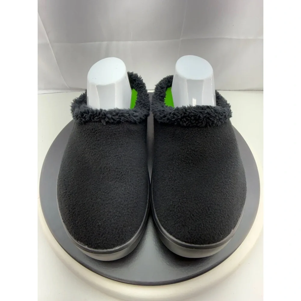 Oofos Oocoozie Mule Mens‎ Size 12 Black Sherpa Comfort Recovery Slip On Shoes